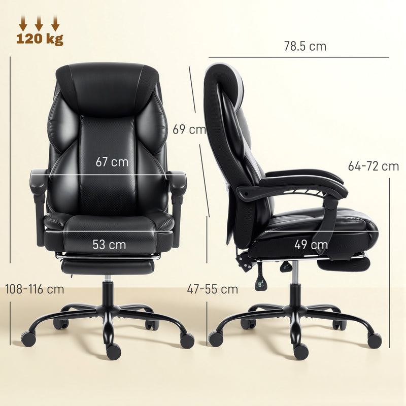 HOMCOM Adjustable Office Chair Reclining Computer Desk Chair with Footrest, Armrest, Casters, Black – view 3
