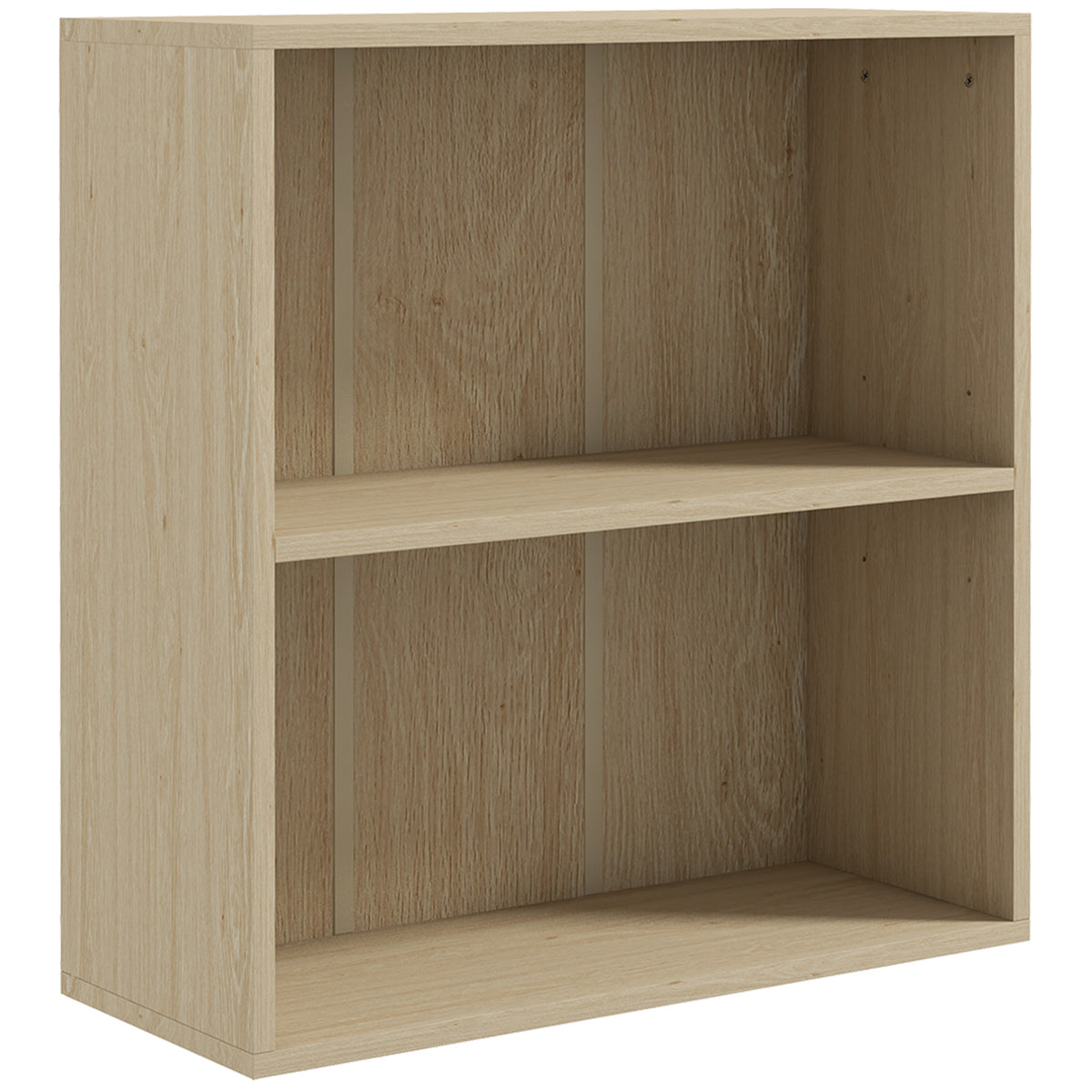 2-Tier Low Bookcase with Adjustable Shelf – Natural