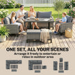 Outsunny 9 Seater Rattan Garden Furniture Corner Sofa Set, Outdoor Dining Set with Faux Wood Table, Ottoman, Cushions – view 8