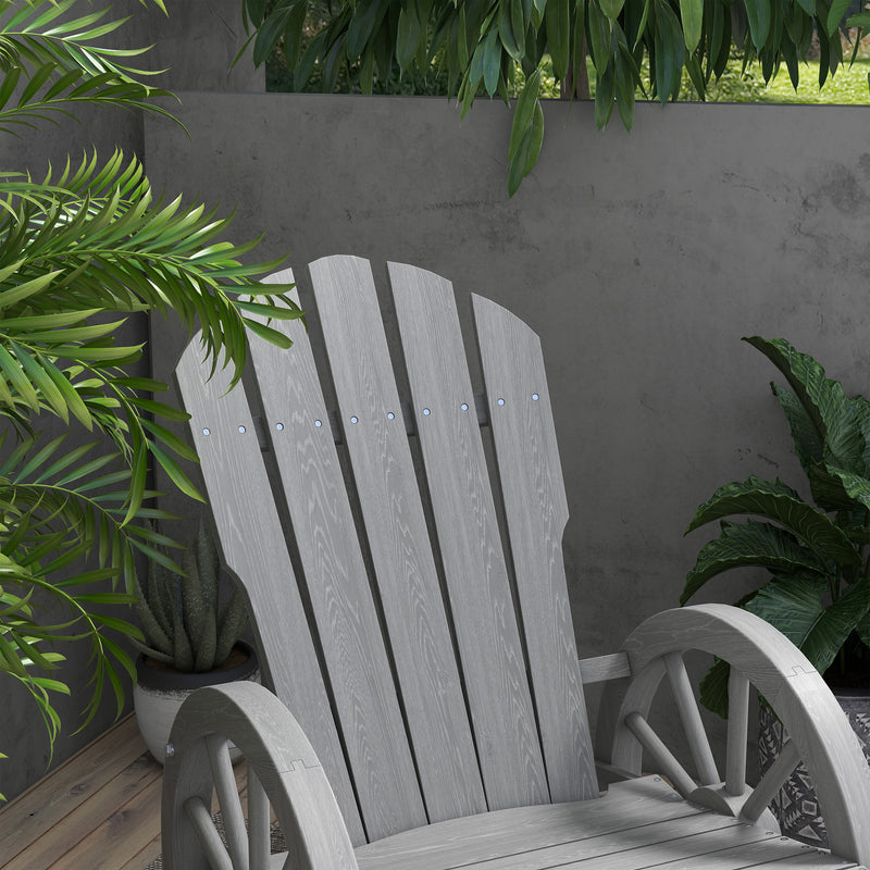 Outsunny Wooden Adirondack Rocking Chair Reclining Armchair Garden Furniture Patio Porch Rocker - Grey – view 9