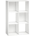 Industrial Style Storage Shelf, Bookcase, Bookshelf with 6 Compartments, for Living Room, Home Study, White Wood Effect