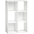 Industrial Style Storage Shelf, Bookcase, Bookshelf with 6 Compartments, for Living Room, Home Study, White Wood Effect