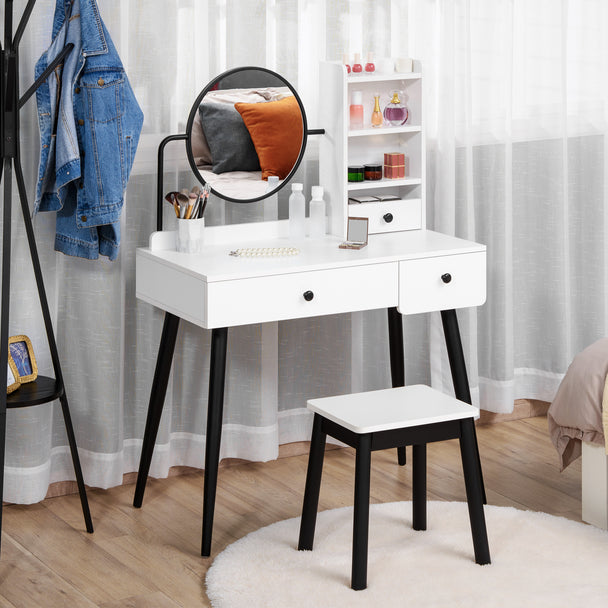 White dressing table with side shelves – image 2