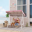 AIYAPLAY Kids Porch Swing, 2-Seater Patio Swing Bench Hammock with Seat Belts, Adjustable Canopy for Garden, Pink – view 3