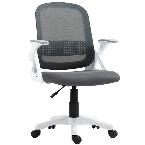 HOMCOM Breathable Mesh Office Chair, Ergonomic Swivel Computer Chair with Flip-up Armrests, Lumbar Back Support for