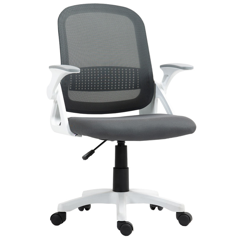 HOMCOM Breathable Mesh Office Chair, Ergonomic Swivel Computer Chair with Flip-up Armrests, Lumbar Back Support for