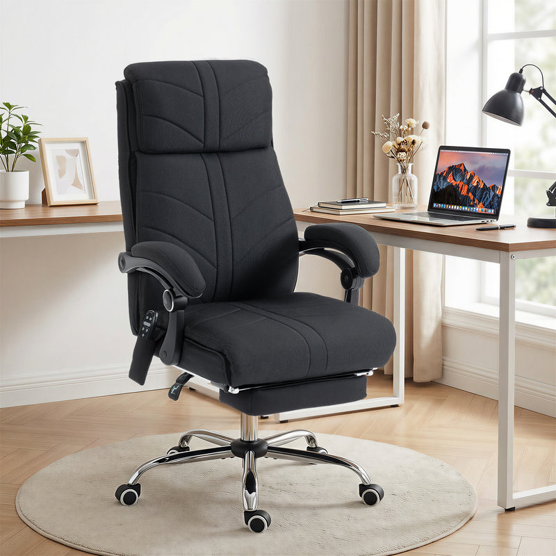 Vinsetto High Back Vibration Massage Office Chair with Footrest, Heated, Black – view 10