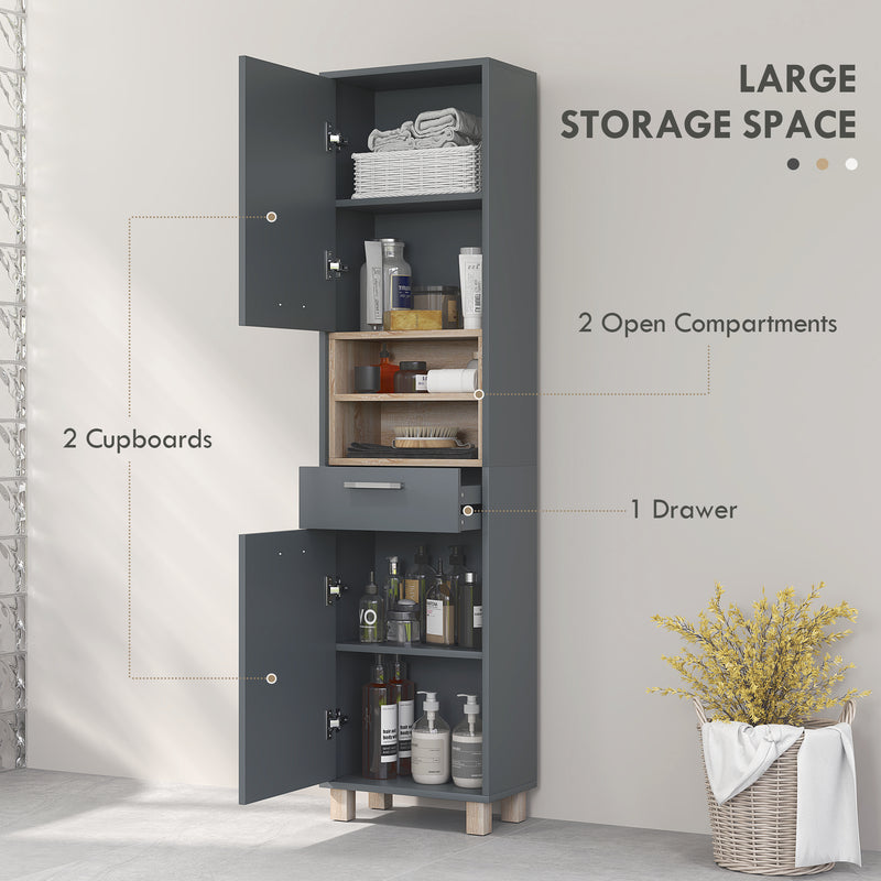 Tall matte grey bathroom cabinet – image 4