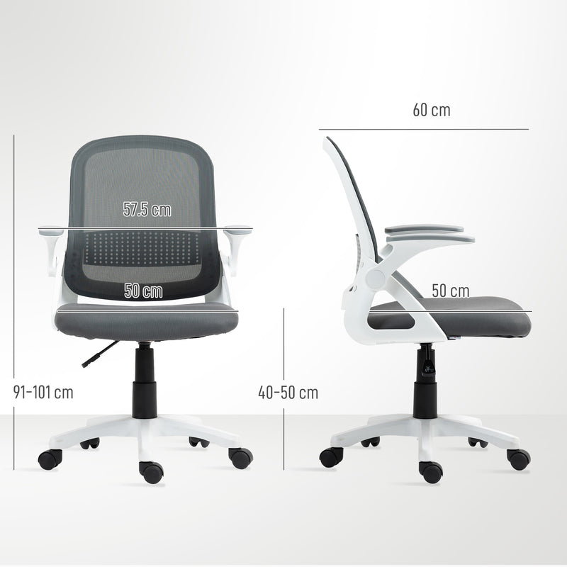 HOMCOM Breathable Mesh Office Chair, Ergonomic Swivel Computer Chair with Flip-up Armrests, Lumbar Back Support for – view 3