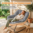 Outsunny Indoor Outdoor Rocking Chair, Oversized Rocking Egg Chair with Cushion for Living Room, Garden, Patio, Grey – view 4