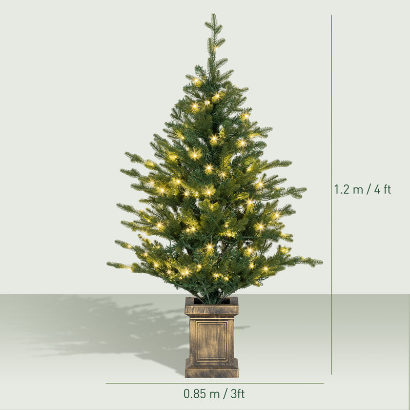 Set of 2 4ft pre-lit trees in vintage pots – image 3