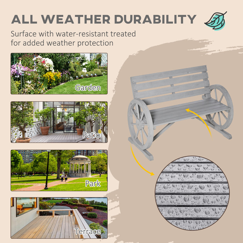 Grey wagon wheel arm bench – image 6