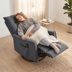 Recliner Armchair, Chenille Recliner Chair with Massage and Heat, 360Â° Swivel Rocking Manual Recliner, Dark Grey
