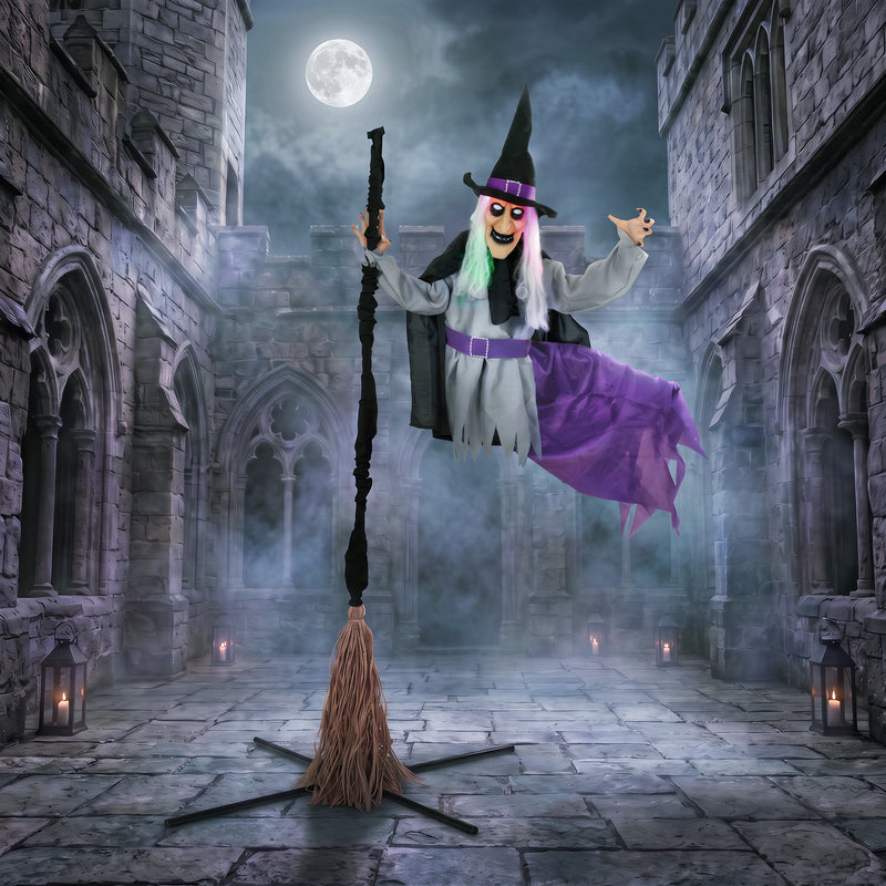 200cm Animated Flying Witch with Light & Sound – image 2 of 9