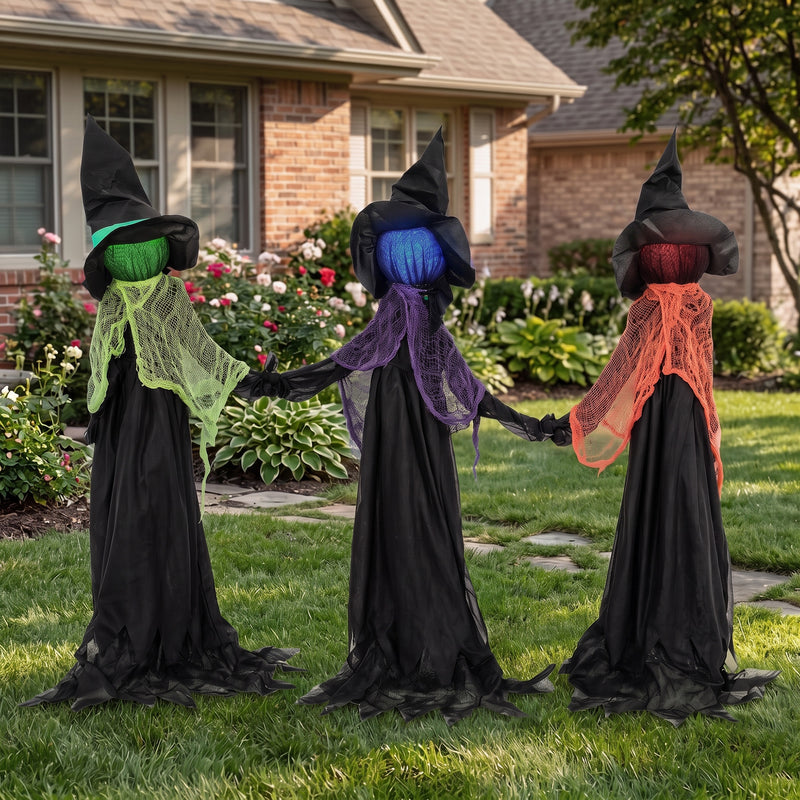 120cm Set of 3 Light-Up Witches Holding Hands – Outdoor – image 7 of 9