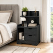 HOMCOM Bedside Table, Small Bedside Cabinet with 2 Drawers and Storage Shelves for Bedroom, Black Wood Effect – view 2