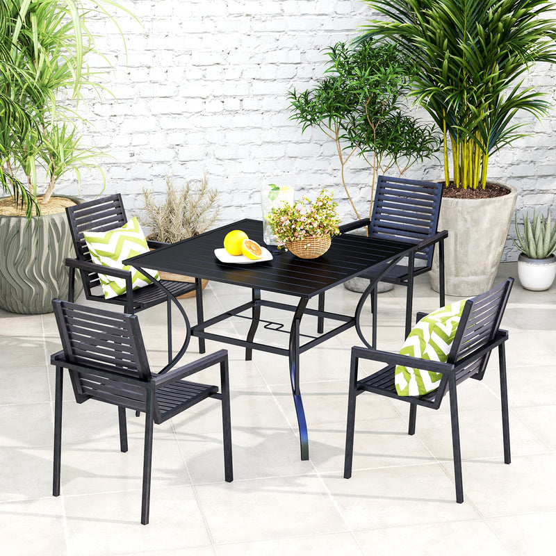 Slatted steel garden table – image 8
