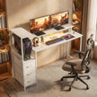 HOMCOM 147cm Gaming Desk with Charging Station and Monitor Stand, Computer Table for Home Office with RGB Lights, White – view 9