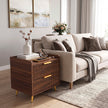 HOMCOM Elegant Two-Drawer Bedside Table - Walnut Brown – view 8