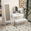 White round-mirror dressing table – image 7