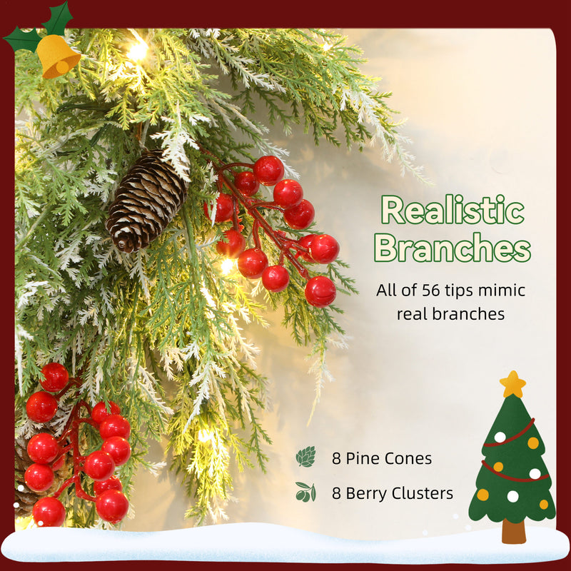 Close-up of pine needles, berries and decorative details