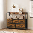 HOMCOM Chest of Drawers, Bedroom Fabric Dresser with 5 Drawers, Storage Organiser Unit with Open Shelves, Rustic Brown – view 2