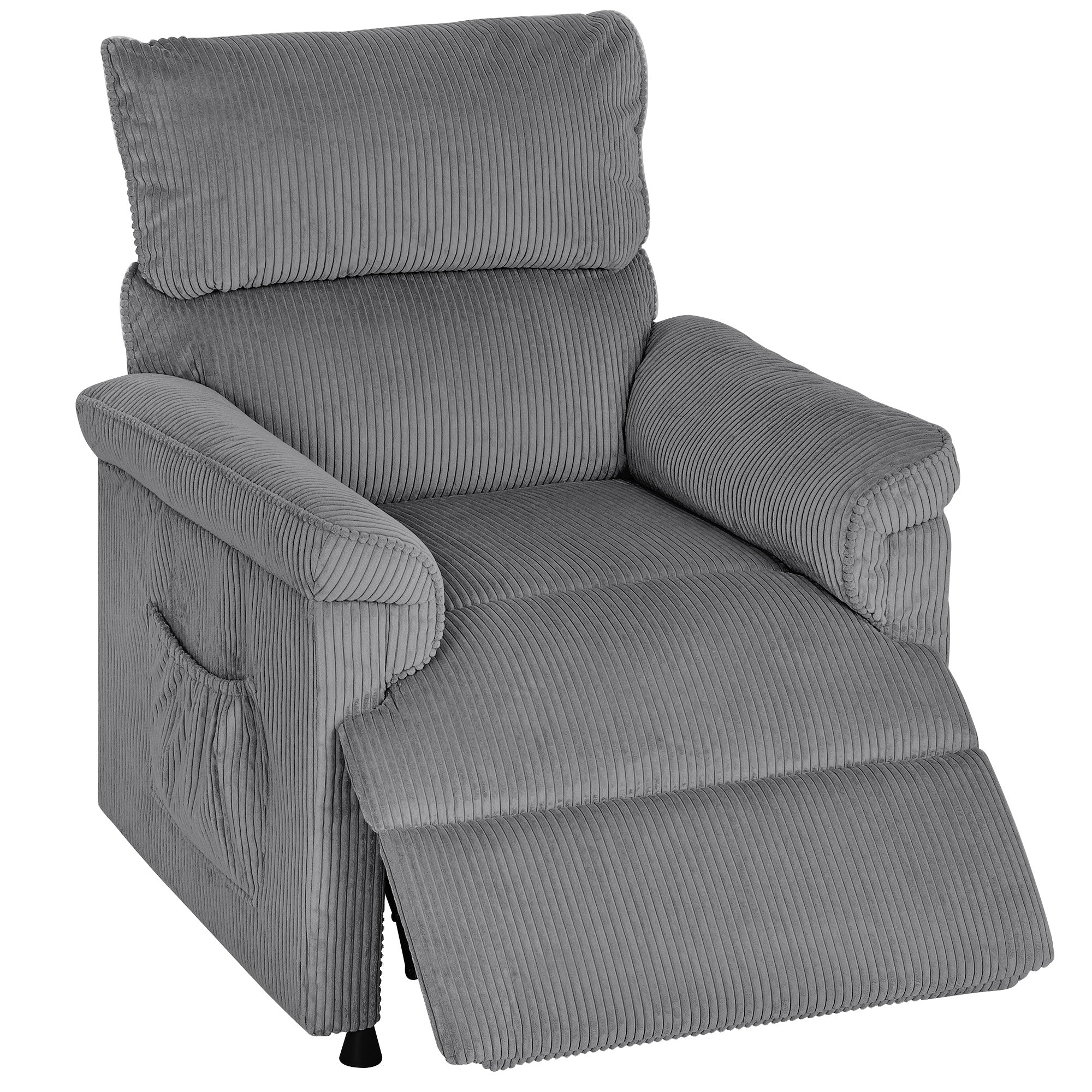 Corduroy Electric Massage Recliner - Grey