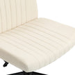 HOMCOM Imitation Linen Criss Cross Legged Desk Chair, Armless Office Chair with Wheels, Cream – view 10