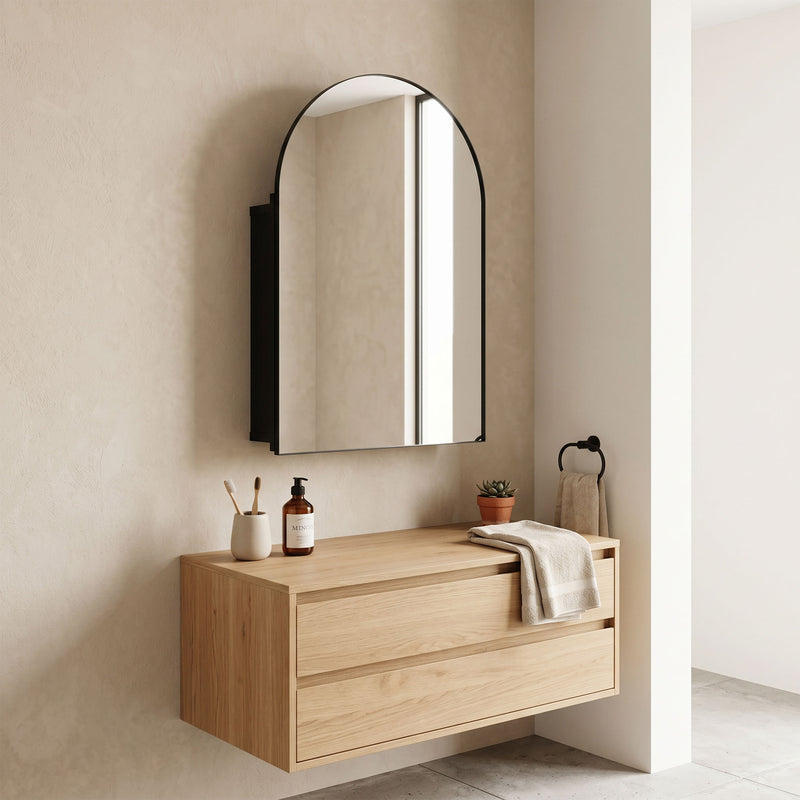 Arched black mirror cabinet – image 8