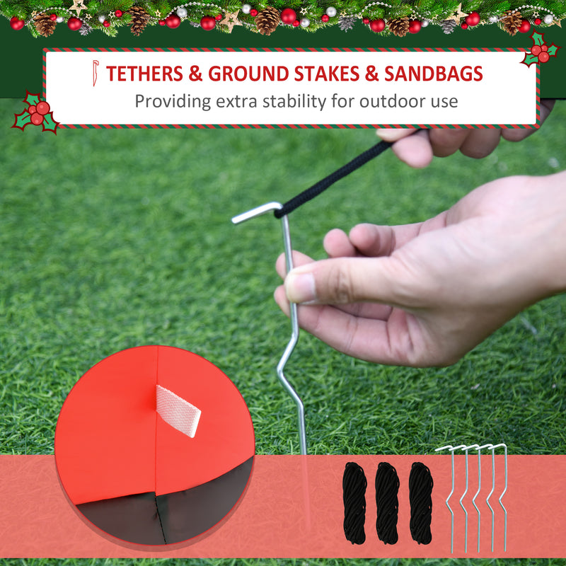 Ground stakes and tether ropes for securing the inflatable