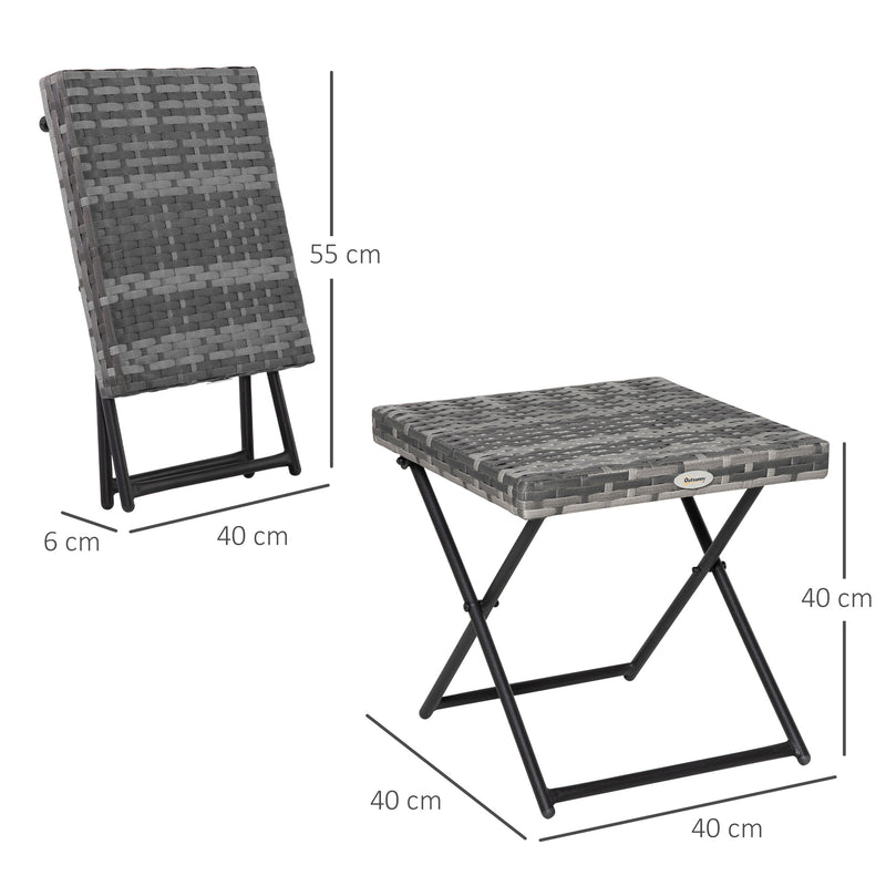 Square folding rattan side table – image 3