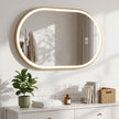 HOMCOM Bathroom Mirror with LED Lights, 100x70cm Oval Bathroom Mirror, Dimmable, Bluetooth, Anti-Fog, Gold Tone – view 9
