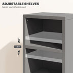 Set of 2 CD Media Display Shelf Unit Tower Rack with Adjustable Shelves, High Gloss Grey
