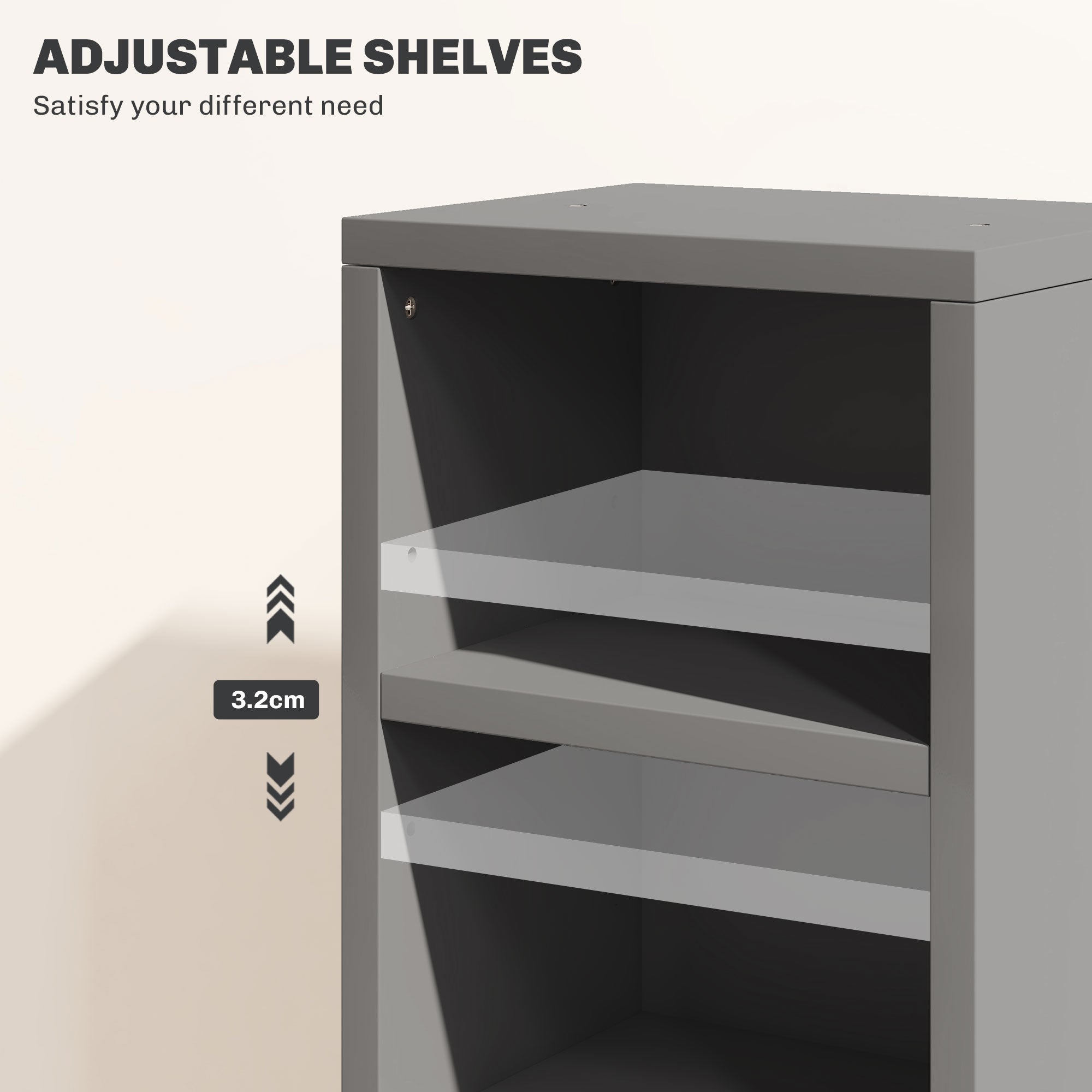 Set of 2 CD Media Display Shelf Unit Tower Rack with Adjustable Shelves, High Gloss Grey