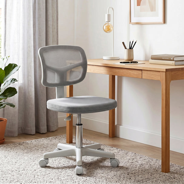 Vinsetto Small Office Chair without Arms, Ergonomic Swivel Mesh Desk Chair with Curved Back, Dark Grey – view 2
