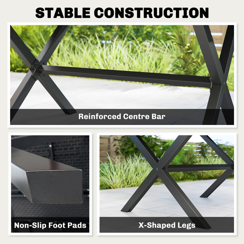 Wood-effect garden dining table with X-legs – image 6