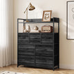HOMCOM Chest of Drawers, Bedroom Fabric Dresser with 7 Drawers, Storage Organiser Unit with Open Shelves, Black – view 2