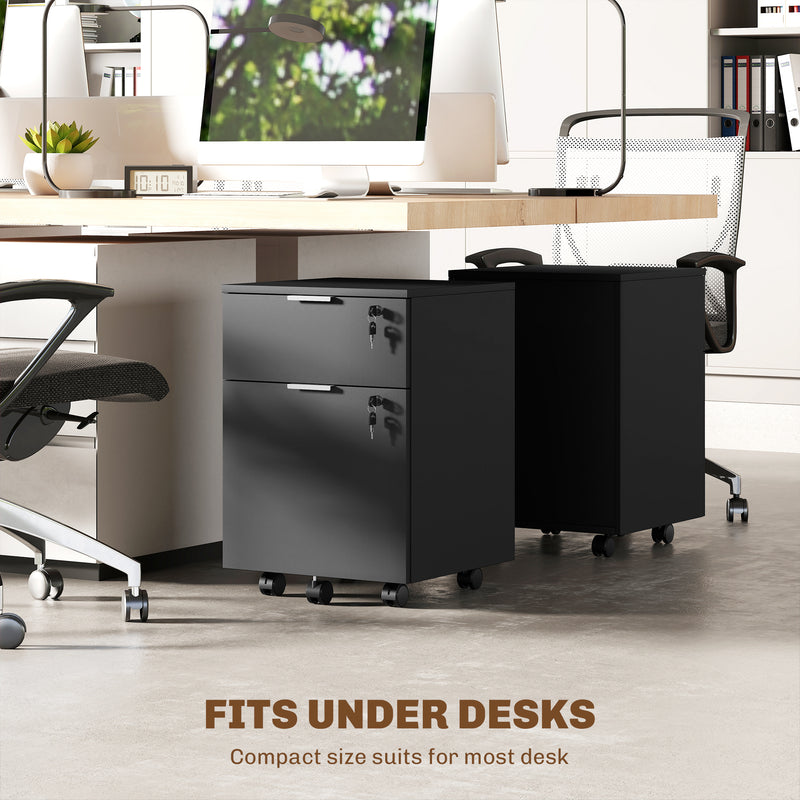 HOMCOM Two-Drawer Lockable Filing Cabinet - Black – view 8
