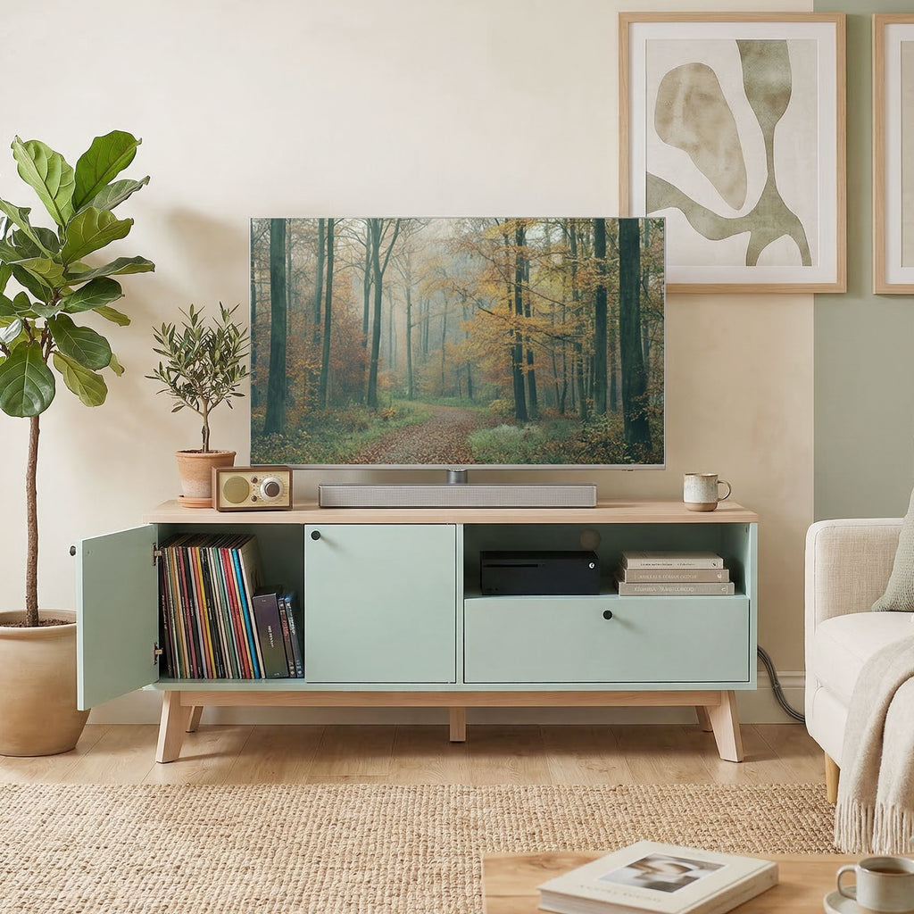 TV Stand Cabinet for Television up to 36 Inch, Modern TV Unit with 2 Doors, Entertainment Center with Adjustable Shelf