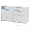 HOMCOM Chest of Drawers for Bedroom with LED Light & Charging Station, 9 Drawers Storage Unit/TV Stand, White