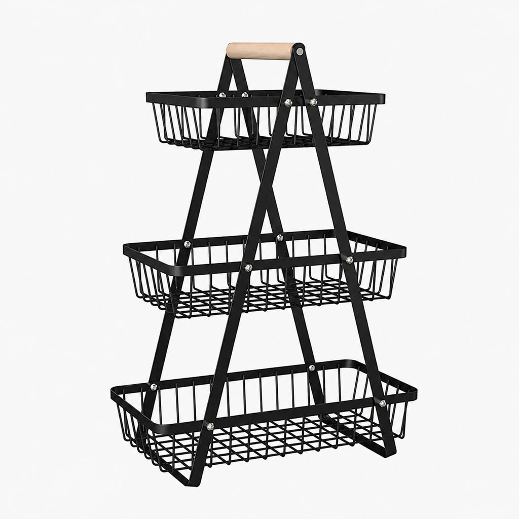 2 & 3 Tier Metal Fruit Basket Stand | Kitchen Countertop Bread & Vegetable Organizer
