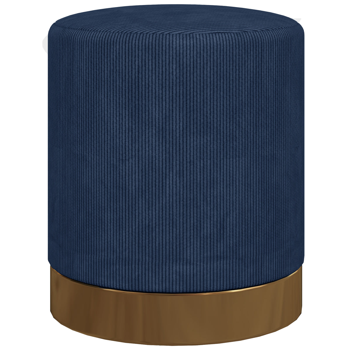 40 cm Round Corduroy Padded Footstool – Dark Blue