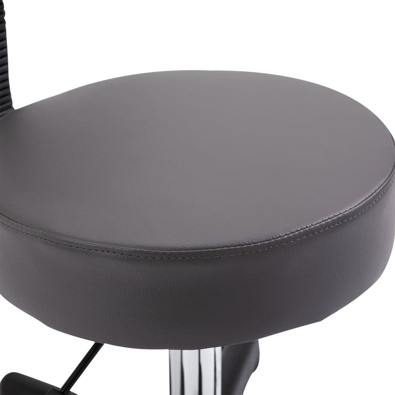 Grey salon stool with backrest – image 9