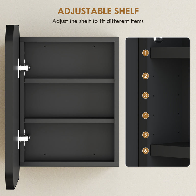 Soft-close mirror bathroom cabinet in black – image 7