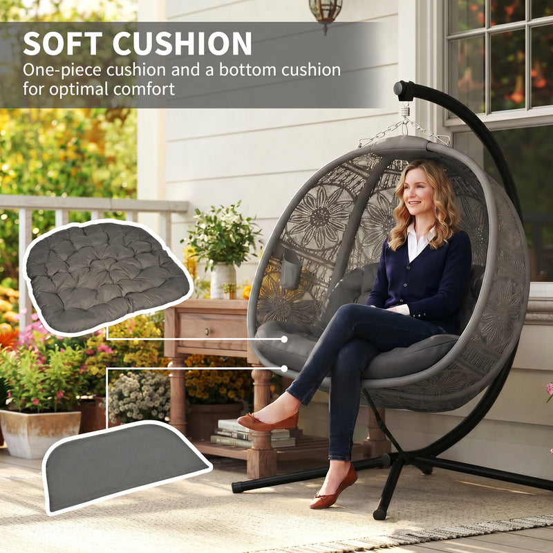Charcoal round egg chair – image 4