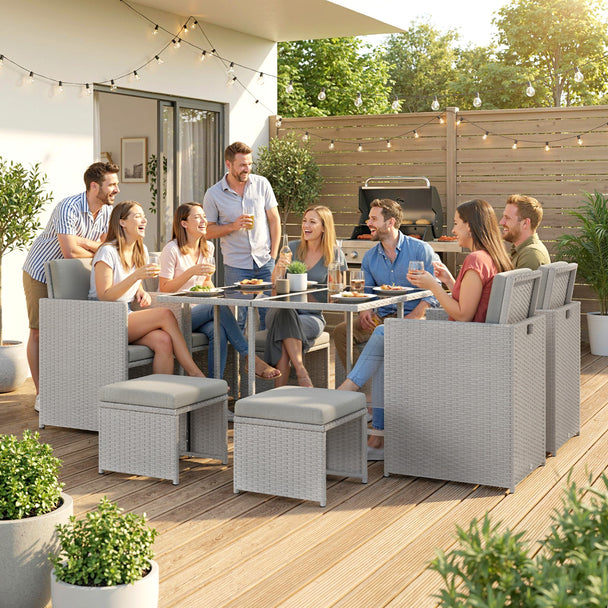 9-piece rattan cube dining set – image 2