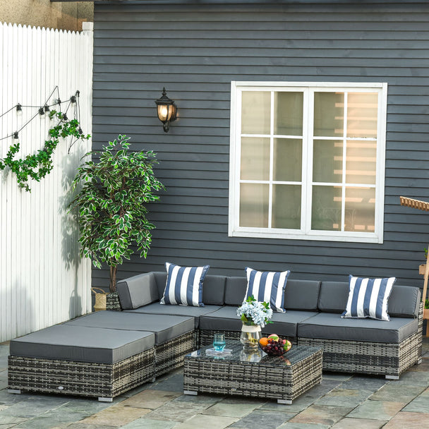 6-piece modular rattan sofa set – image 2