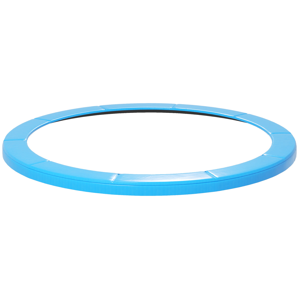 Light blue 12ft trampoline spring cover pad fitted around a round trampoline