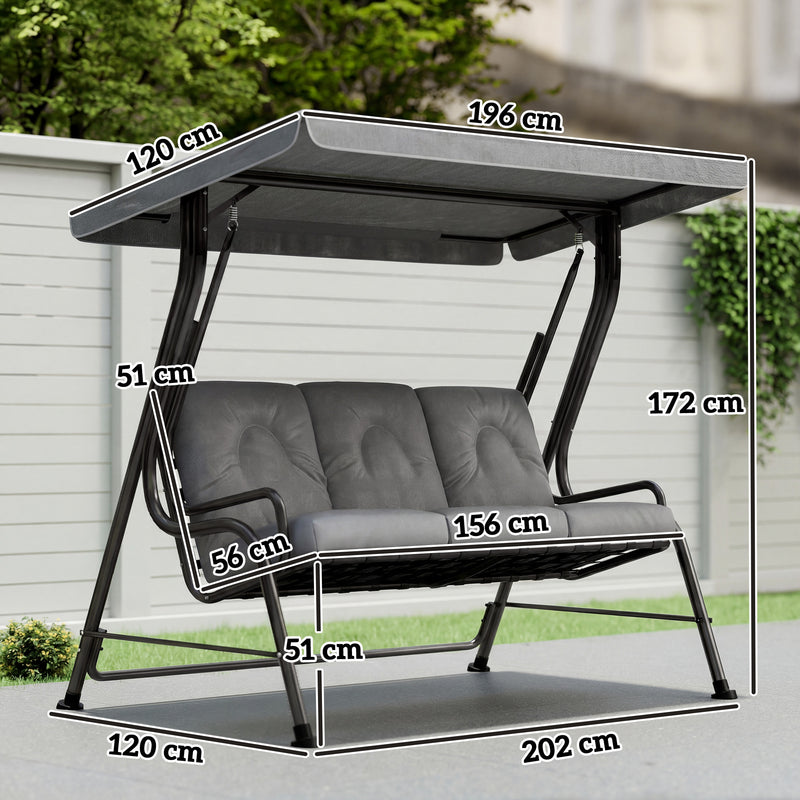 3-seater garden swing seat, light grey – image 4