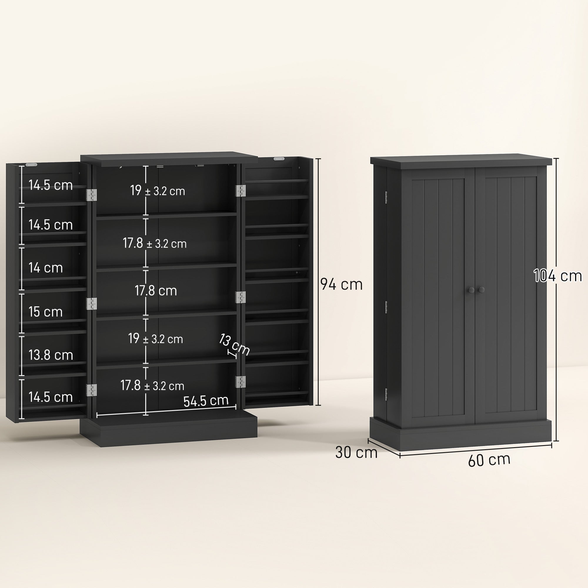 HOMCOM Kitchen Cupboard, Freestanding Multi-Storage Kitchen Pantry Cabinet with Adjustable Shelves, Black